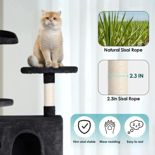 53 inches Cat Tower for Indoor Cats. Cat House with Replaceable and Removable Dangling Ball, Funny Toys - Image 4