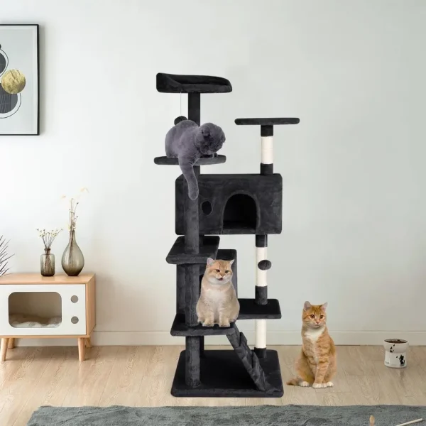 53 inches Cat Tower for Indoor Cats. Cat House with Replaceable and Removable Dangling Ball, Funny Toys - Image 6