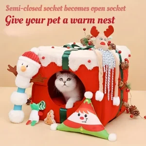 Cats Bed Warm Accessories Christmas Pet Supplies for Winter Dog Mat Products House Houses Habitats Things Goods Accessory Basket