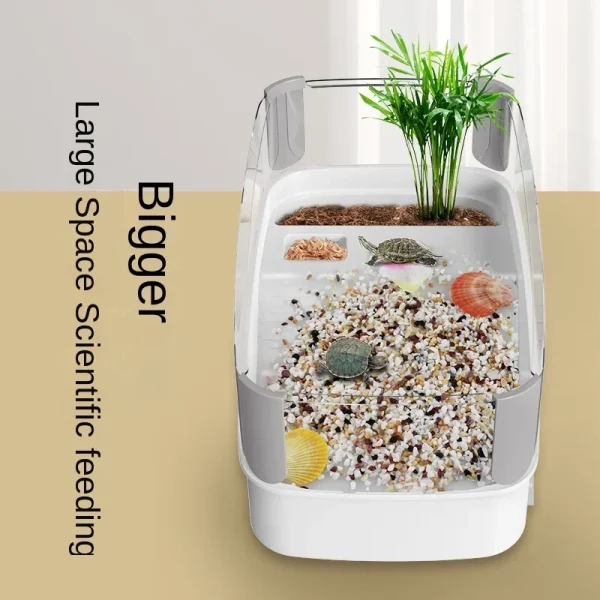 Plastic Transparency Turtle Tank House With Areas To Breed Feed Swim Bask Indoor Enclosure Water Turtles Cage Reptile Habitat - Image 2