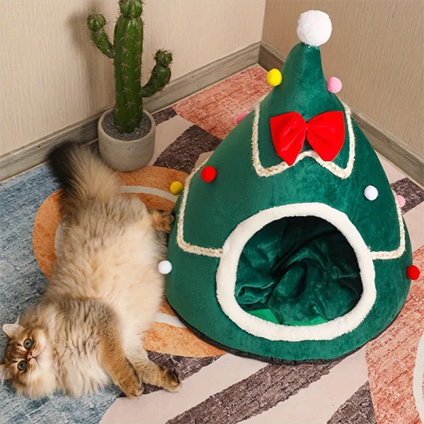 Houses for Cats Christmas Beds Winter Pet Supplies Warm Bed Puppy Accessories Things Cushions Accessory House Dog Habitats - Image 3